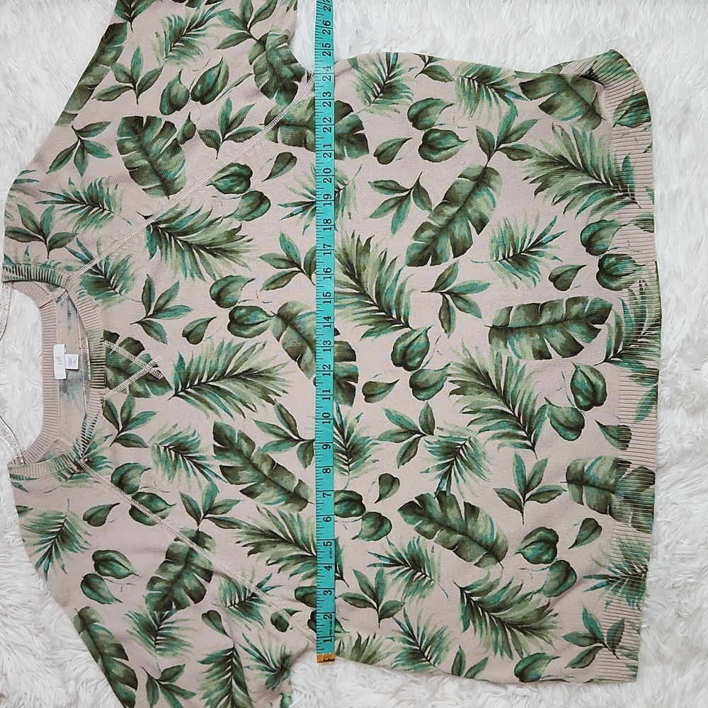 J.Jill Palm-Leaf Printed Sweater in Pink Salt Royal Palms Size Large Tall - Picture 11 of 11